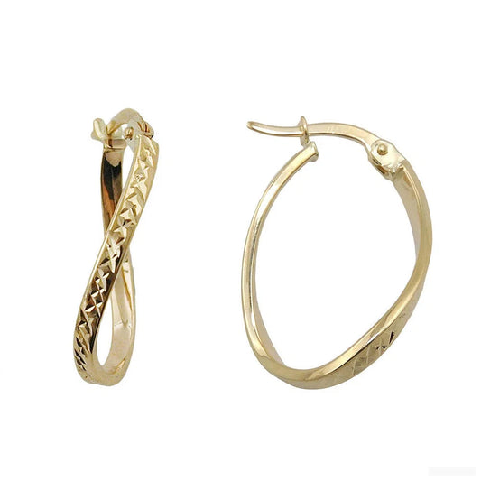 Creole Ohrring 23x15x2mm oval diamantiert 9Kt GOLD-Sonstige Creolen GOLD-Schmuckhoelle.com