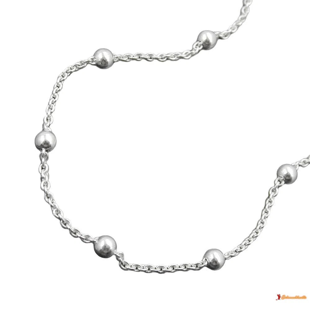 Fußkette 13mm Ankerkette längenvariabel mit 13 Kugeln Silber 925 25cm-Fußkettchen 23-27cm Silber-Schmuckhoelle.com