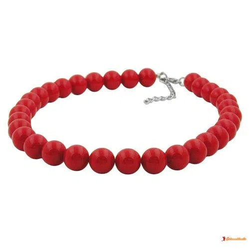 Kette 12mm Kunststoffperlen rot glänzend-Ketten rot-rosa-Schmuckhoelle.com