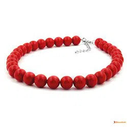 Kette 12mm Kunststoffperlen rot glänzend-Ketten rot-rosa-Schmuckhoelle.com