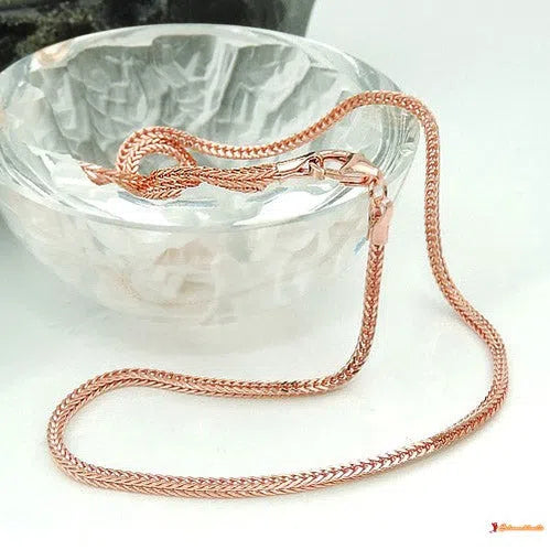 Kette 15mm Fuchsschwanzkette vierkant rosé vergoldet 10 Milliem gold-plattiert Silber 925 42cm-Silberketten 42cm Silber-Schmuckhoelle.com