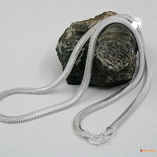 Kette 42mm flache Schlangenkette glänzend Silber 925-Silberketten 42cm Silber-Schmuckhoelle.com