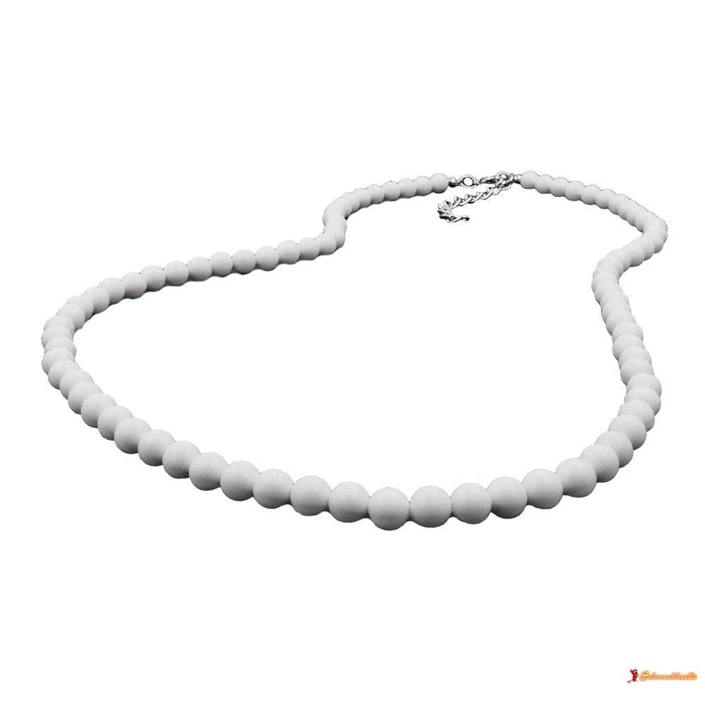 Kette 6mm Kunststoff Perlen weiß-glänzend-Ketten weiß-Schmuckhoelle.com