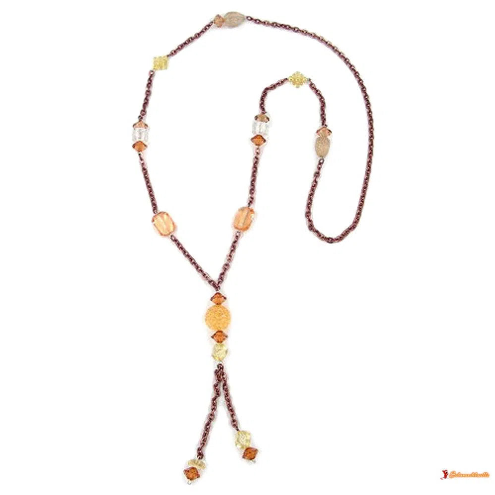 Kette Ankerkette braun-kristall-Ketten gelb-orange-Schmuckhoelle.com