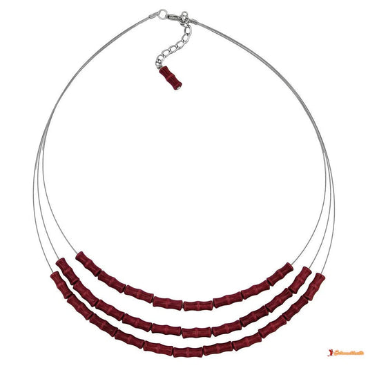 Kette Drahtkette 3-fach Knochenperle rot-schwarz Kunststoffperlen 50cm-Drahtketten Kunststoff-Perlen-Schmuckhoelle.com