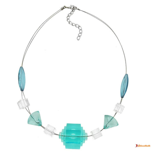 Kette Drahtkette Stufenperle aqua-transparent Kunststoffperlen 45cm-Drahtketten Kunststoff-Perlen-Schmuckhoelle.com