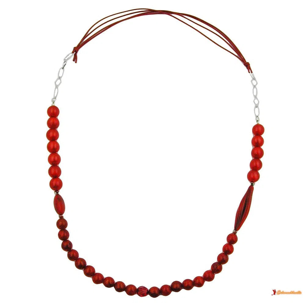 Kette Perle himbeer-seidig Kette-Ketten rot-rosa-Schmuckhoelle.com