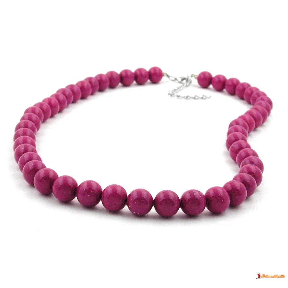 Kette Perlen 10mm violett-glzd 45cm-Ketten lila-Schmuckhoelle.com