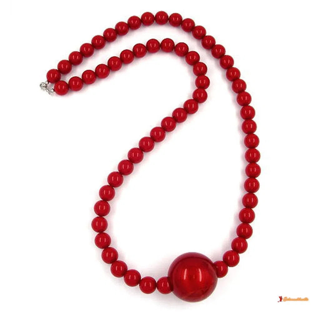 Kette Perlen 35/12mm rot-ton-Ketten rot-rosa-Schmuckhoelle.com