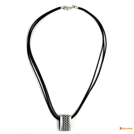 Kette Tuchhalter Bordüre altsilber-Ketten schwarz-Schmuckhoelle.com