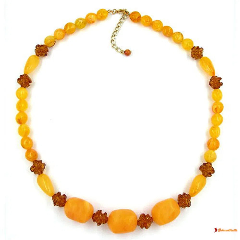 Kette Walze bernsteinfarbig Rosette-Ketten gelb-orange-Schmuckhoelle.com