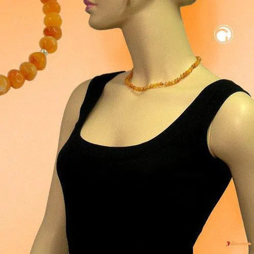 Kette bernstein-farbig kleine Perle-Ketten gelb-orange-Schmuckhoelle.com