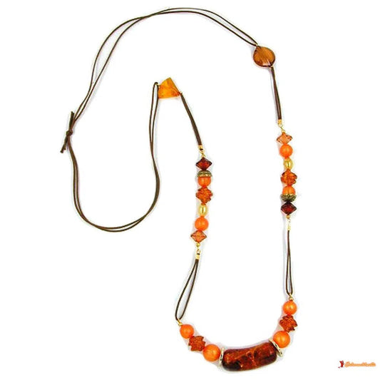 Kette braun-crash orange-braun-gold-Ketten gelb-orange-Schmuckhoelle.com