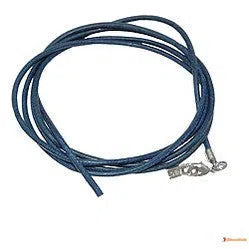 Lederband Rundschnur Rindleder 2mm blau gefärbt mit 1x Verschluss silberfarbig ca. 1m-Lederband 2mm-Schmuckhoelle.com