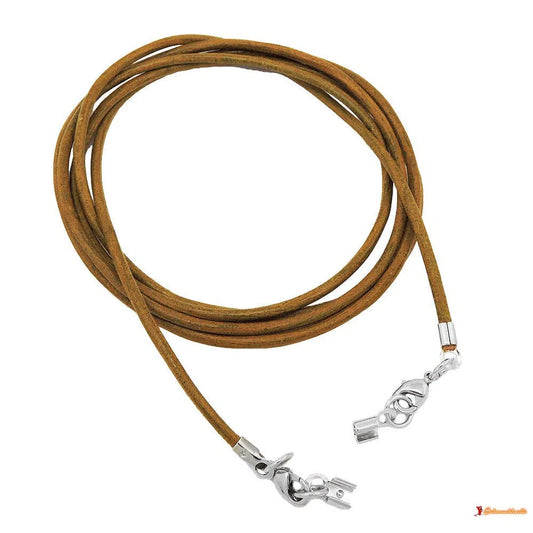 Lederband Rundschnur Rindleder 2mm olivgrün khaki gefärbt mit 2x Verschluss silberfarbig ca. 1m-Lederband 2mm-Schmuckhoelle.com