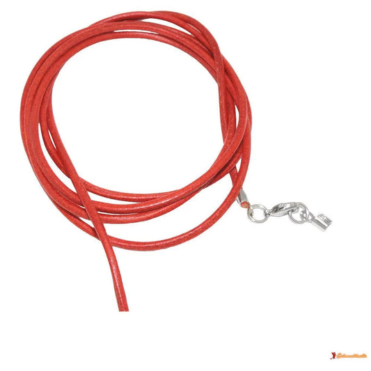 Lederband Rundschnur Rindleder 2mm orange gefärbt mit 1x Verschluss silberfarbig ca. 1m-Lederband 2mm-Schmuckhoelle.com