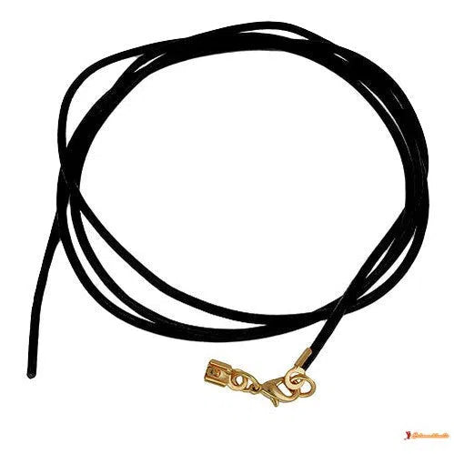 Lederband Rundschnur Rindleder 2mm schwarz gefärbt mit 1x Verschluss goldfarbig ca. 1m-Lederband 2mm-Schmuckhoelle.com