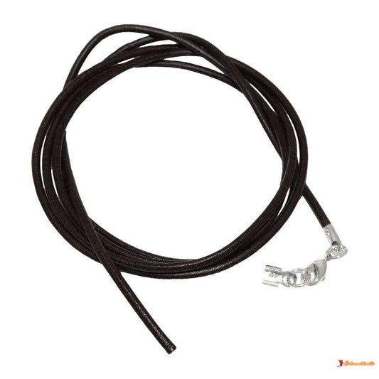 Lederband Rundschnur Rindleder 2mm schwarz gefärbt mit 1x Verschluss silberfarbig ca. 1m-Lederband 2mm-Schmuckhoelle.com