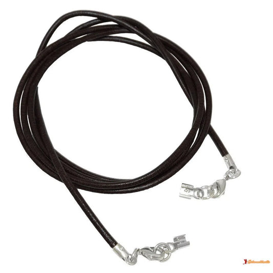 Lederband Rundschnur Rindleder 2mm schwarz gefärbt mit 2x Verschluss silberfarbig ca. 1m-Lederband 2mm-Schmuckhoelle.com