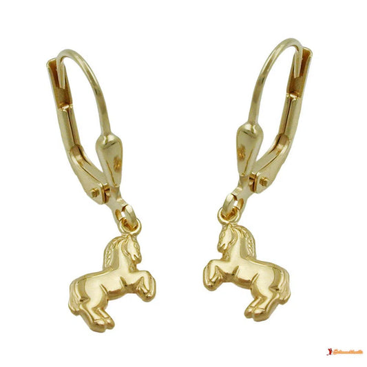 Ohrbrisur Ohrhänger Ohrringe 25x7mm Pferd 9Kt GOLD-Ohrschmuck für Kinder GOLD-Schmuckhoelle.com