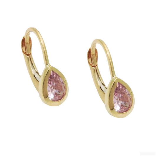 Ohrbrisur Ohrringe 14x5mm Tropfen Zirkonia pink 9Kt GOLD-Ohrringe mit Stein GOLD-Schmuckhoelle.com