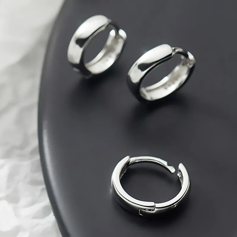 Ohrring Silber 925 Sterling Elegant, Größen 8 mm, 11 mm und 12 mm-Creolen Scharnier ohne Stein Silber-Schmuckhoelle.com