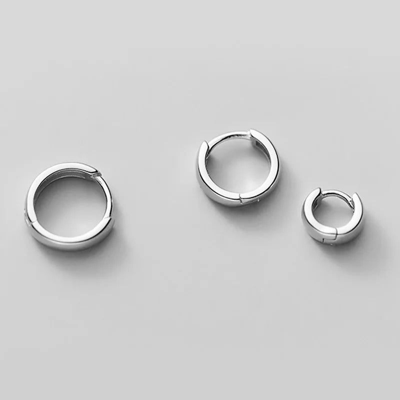 Ohrring Silber 925 Sterling Elegant, Größen 8 mm, 11 mm und 12 mm-Creolen Scharnier ohne Stein Silber-Schmuckhoelle.com