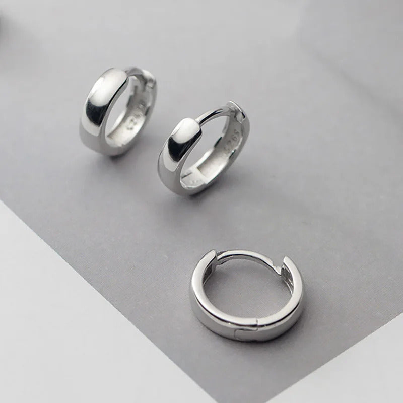 Ohrring Silber 925 Sterling Elegant, Größen 8 mm, 11 mm und 12 mm-Creolen Scharnier ohne Stein Silber-Schmuckhoelle.com