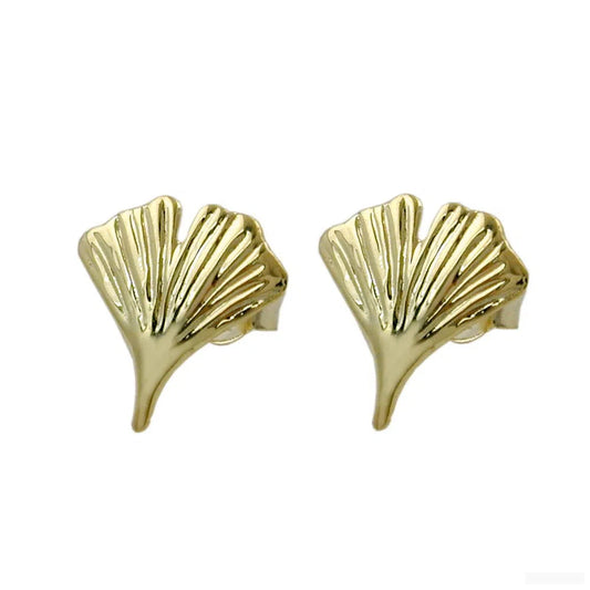 Ohrstecker Ohrring 12mm Ginkgoblatt glänzend 9Kt GOLD-Ohrstecker Sonstiges GOLD-Schmuckhoelle.com