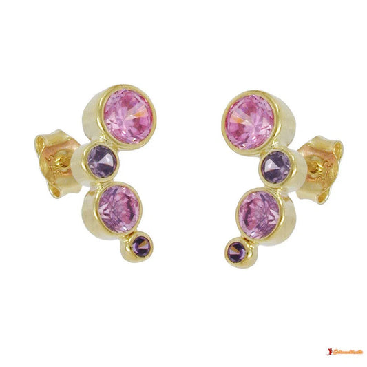 Ohrstecker Ohrring 14x5mm Zirkonia pink-lila 9Kt GOLD-Ohrstecker Zirkonia farbig GOLD-Schmuckhoelle.com