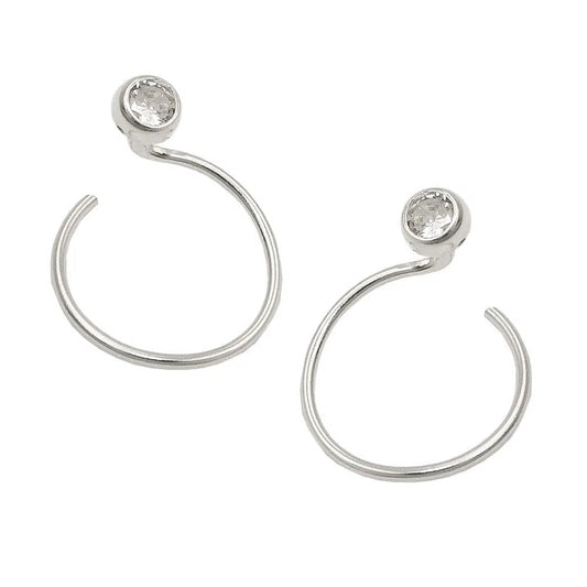 Ohrstecker Ohrring 15mm Ohrspirale mit Zirkonia Silber 925-Sonstiger Schmuck Silber-Schmuckhoelle.com