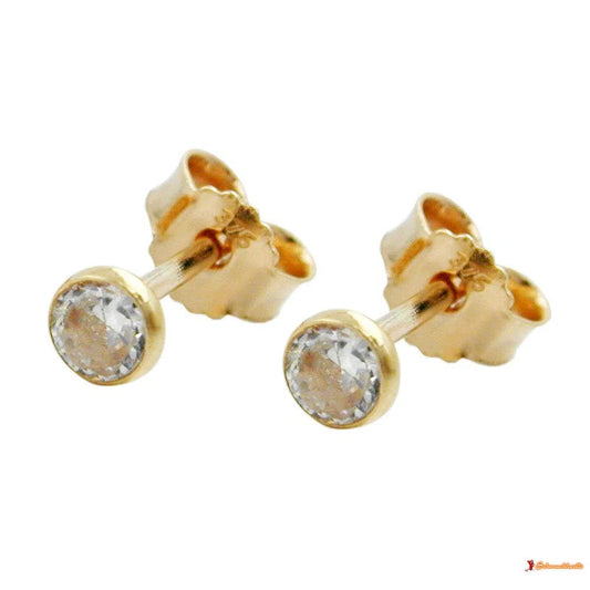 Ohrstecker Ohrring 3mm Zirkonia 9Kt GOLD-Ohrstecker mit Zirkonia weiß GOLD-Schmuckhoelle.com