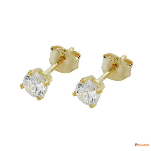 Ohrstecker Ohrring 4mm Zirkonia 9Kt GOLD-Ohrstecker mit Zirkonia weiß GOLD-Schmuckhoelle.com