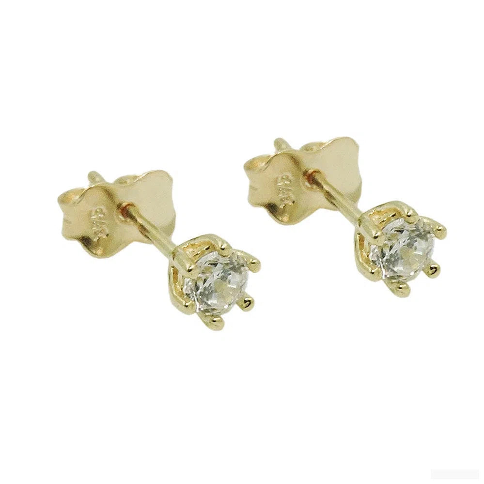 Ohrstecker Ohrring 4mm Zirkonia 9Kt GOLD-Ohrstecker mit Zirkonia weiß GOLD-Schmuckhoelle.com