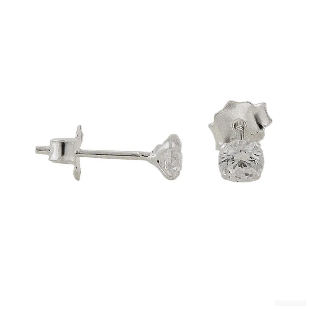 Ohrstecker Ohrring 4mm Zirkonia rund gefasst Silber 925-Ohrstecker Zirkonia weiß Silber-Schmuckhoelle.com