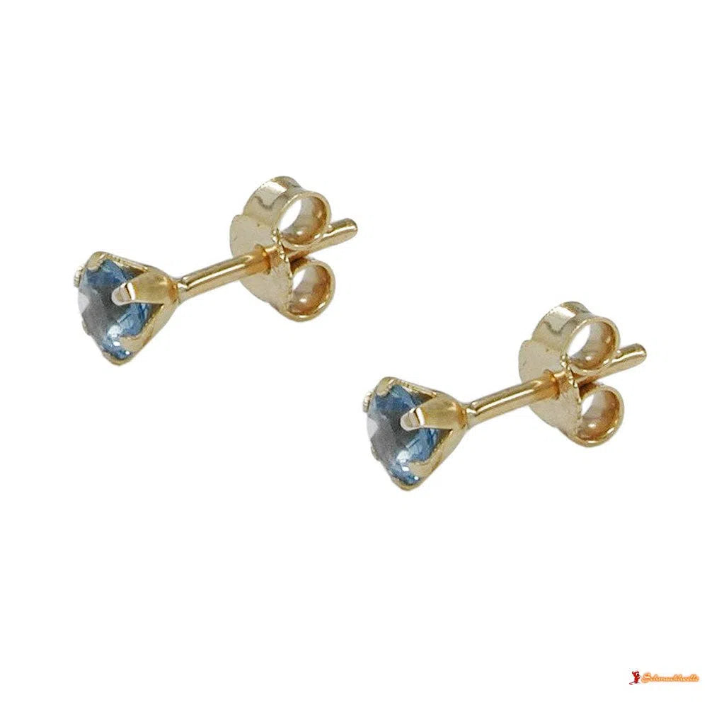 Ohrstecker Ohrring 4mm synthetischer Aquamarin 9Kt GOLD-Ohrstecker sonstige Steine GOLD-Schmuckhoelle.com