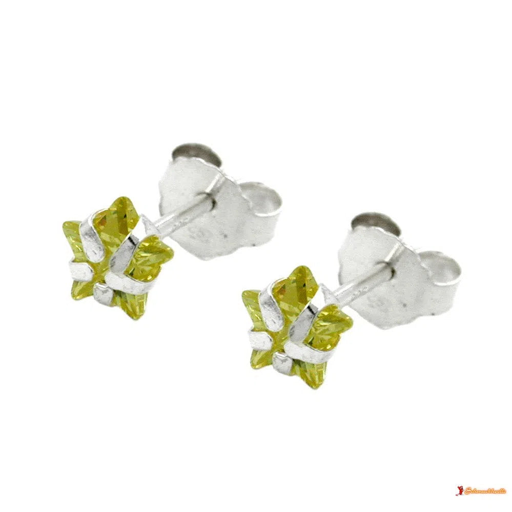 Ohrstecker Ohrring 5mm Zirkonia jonquil helloliv Silber 925-Ohrstecker Zirkonia farbig Silber-Schmuckhoelle.com