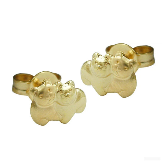 Ohrstecker Ohrring 6x8mm Bärenpaar matt-glänzend 9Kt GOLD-Ohrstecker Tiermotive GOLD-Schmuckhoelle.com