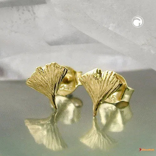 Ohrstecker Ohrring 7mm Ginkgoblatt glänzend 9Kt GOLD-Ohrstecker Sonstiges GOLD-Schmuckhoelle.com