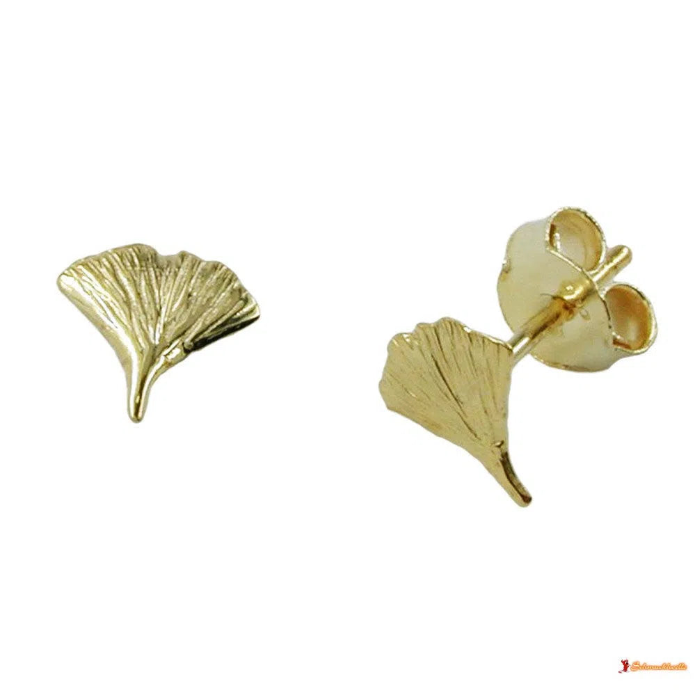 Ohrstecker Ohrring 7mm Ginkgoblatt glänzend 9Kt GOLD-Ohrstecker Sonstiges GOLD-Schmuckhoelle.com