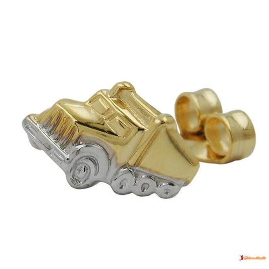 Ohrstecker Ohrring 7x11mm Truck bicolor Einzel-Ohrstecker 1 Stück 9Kt GOLD-Ohrstecker Sonstiges GOLD-Schmuckhoelle.com