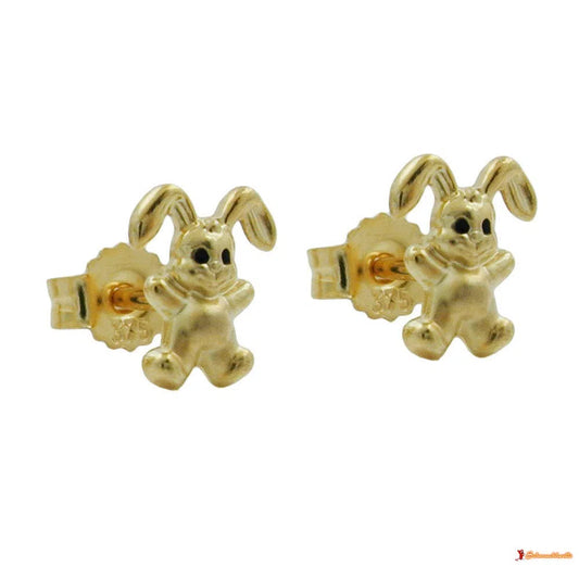 Ohrstecker Ohrring 7x6mm kleiner Hase matt-glänzend 9Kt GOLD-Ohrstecker Tiermotive GOLD-Schmuckhoelle.com