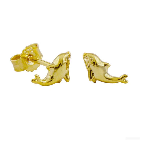 Ohrstecker Ohrring 8x4mm kleiner Delfin glänzend 9Kt GOLD-Ohrstecker Tiermotive GOLD-Schmuckhoelle.com