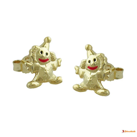 Ohrstecker Ohrring 8x6mm Clown glänzend farbig lackiert 9Kt GOLD-Ohrschmuck für Kinder GOLD-Schmuckhoelle.com