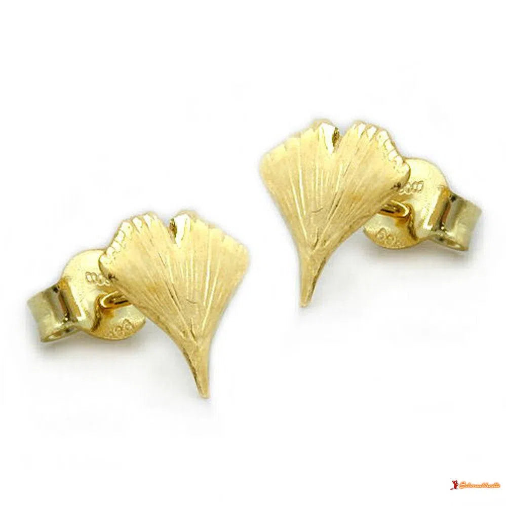 Ohrstecker Ohrring 9mm Ginkgoblatt glänzend 14Kt GOLD-Ohrstecker Sonstiges GOLD-Schmuckhoelle.com