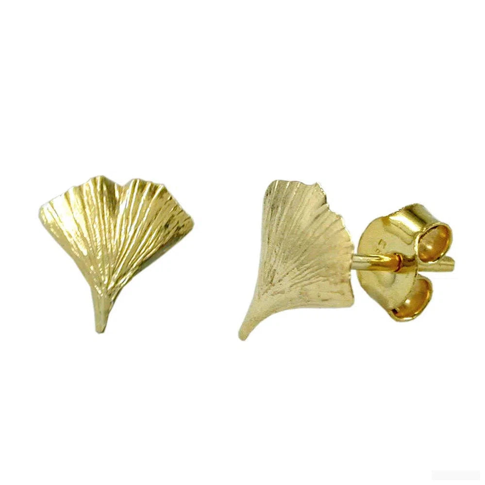 Ohrstecker Ohrring 9mm Ginkgoblatt glänzend 9Kt GOLD-Ohrstecker Sonstiges GOLD-Schmuckhoelle.com