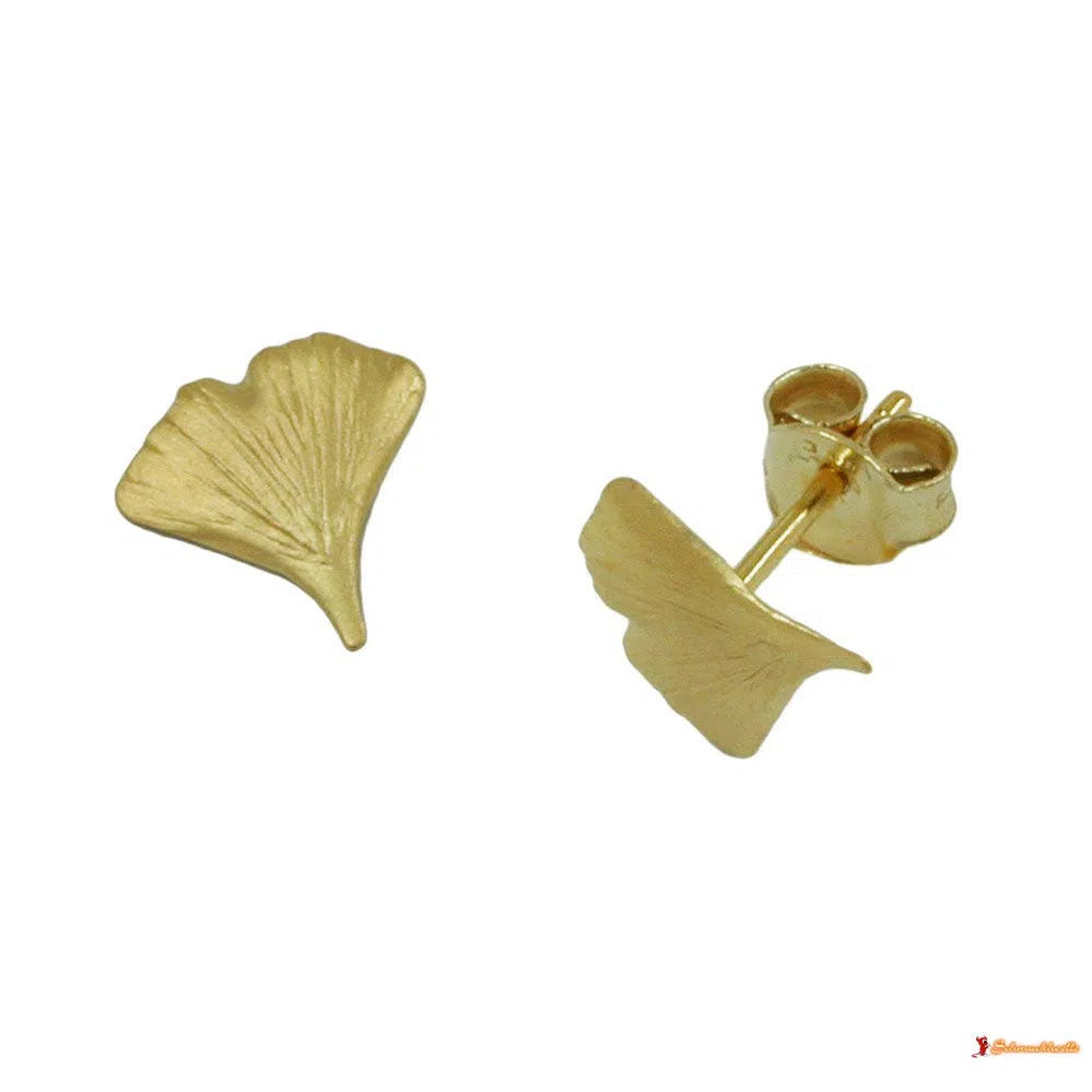 Ohrstecker Ohrring 9mm Ginkgoblatt matt 9Kt GOLD-Ohrstecker Sonstiges GOLD-Schmuckhoelle.com