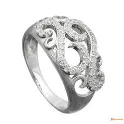 Ring 11mm floral mit vielen Zirkonias glänzend rhodiniert Silber 925-Ringe Silber - Größe 54/17,2mm-Schmuckhoelle.com