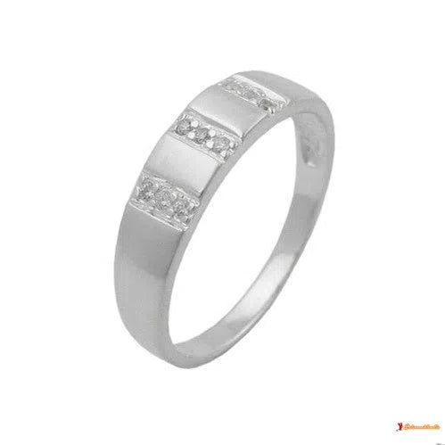 Ring 5mm mit 9x Zirkonias weiß seidenmatt Silber 925-Ringe Silber - Größe 54/17,2mm-Schmuckhoelle.com