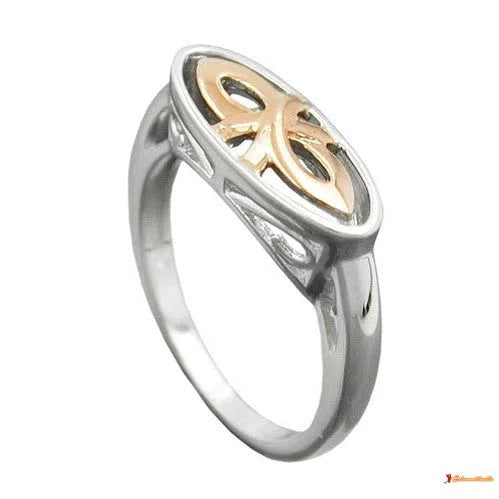 Ring 7mm bicolor rotvergoldet glänzend rhodiniert Silber 925 Ringgröße 56-Ringe Silber - Größe 56/17,8mm-Schmuckhoelle.com